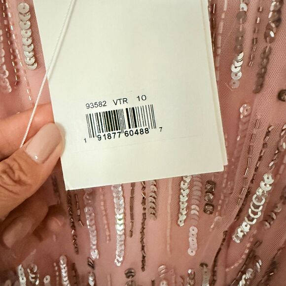 NWT Mac Duggal 93582 Vintage Rose Embellished Full-Length Gown Layered Sleeve 10 - Picture 6 of 9